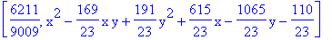 [6211/9009, x^2-169/23*x*y+191/23*y^2+615/23*x-1065/23*y-110/23]